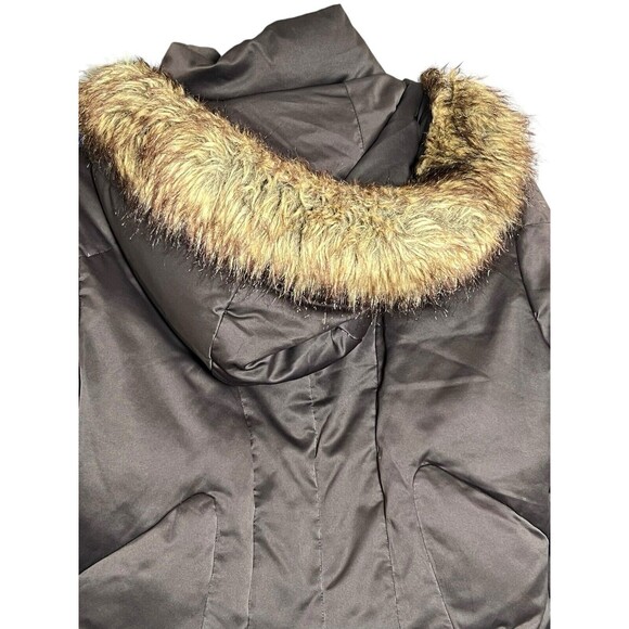 Calvin Klein Coat Womens Small Brown Puffer Parka Jacket Faux Fur Trim Duck Down - Picture 7 of 12
